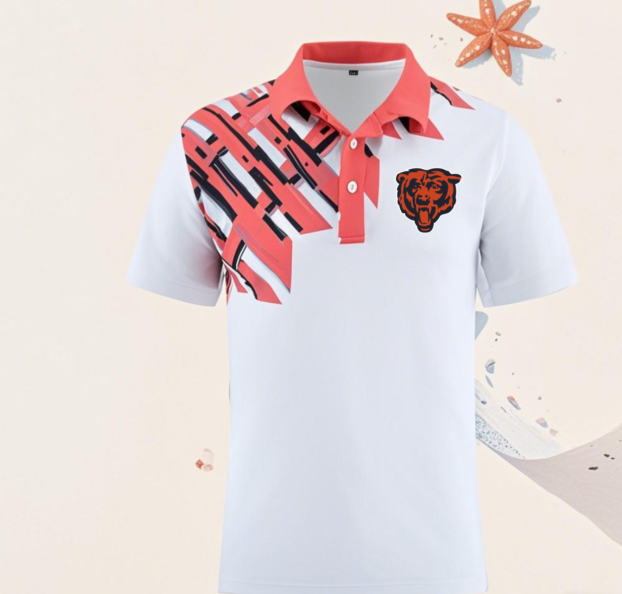 Chicago Bears white style 11 Men 2025 NFL polo T shirt